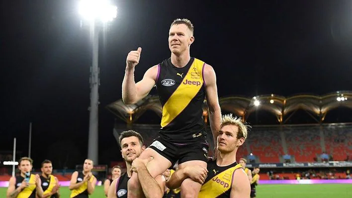 Placeholder: Jack Riewoldt in his early Richmond career wearing the No. 8 guernsey