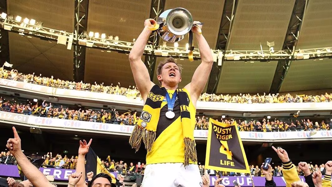 Placeholder: Jack Riewoldt taking a trademark towering pack mark